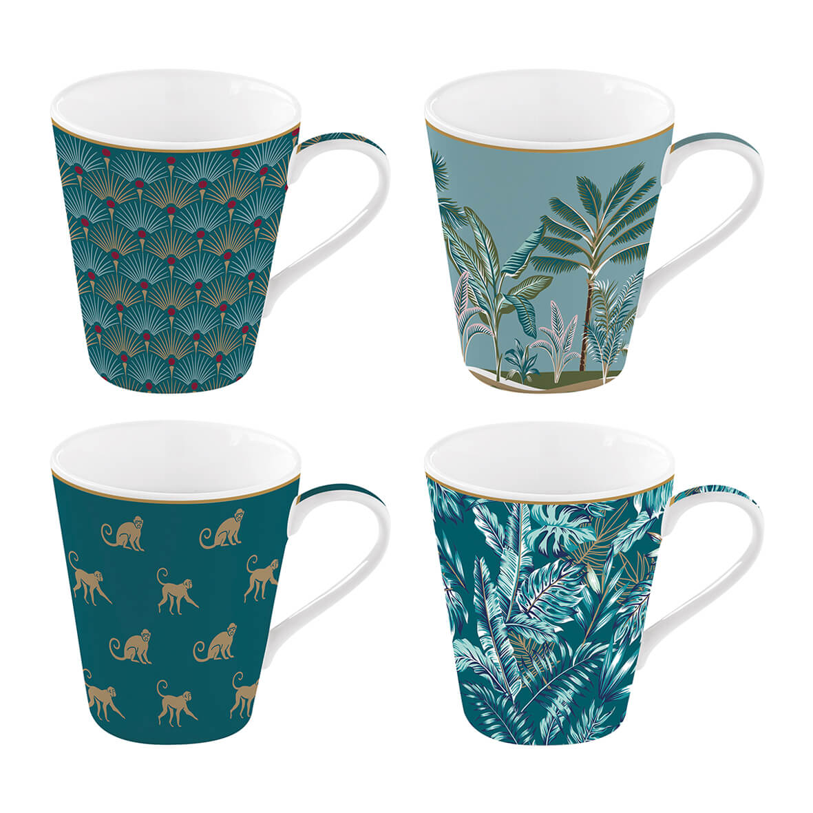 JUNGLE Lot de 4 Mugs de 300ml Pujol Maison