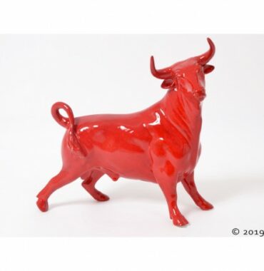 Sculpture taureau Feria rouge et marron - Pujol maison
