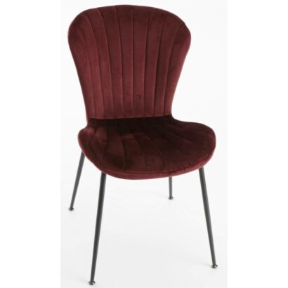 Chaise coquillage en velours bordeaux - Pujol maison
