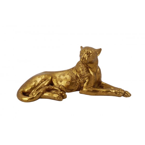 Sculpture Panthère couchée or