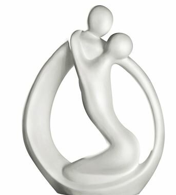 Sculpture "le câlin" en céramique blanc - Pujol maison