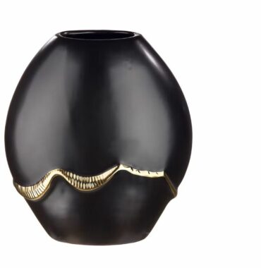 Vase ovale en céramique noir et or - Pujol maison
